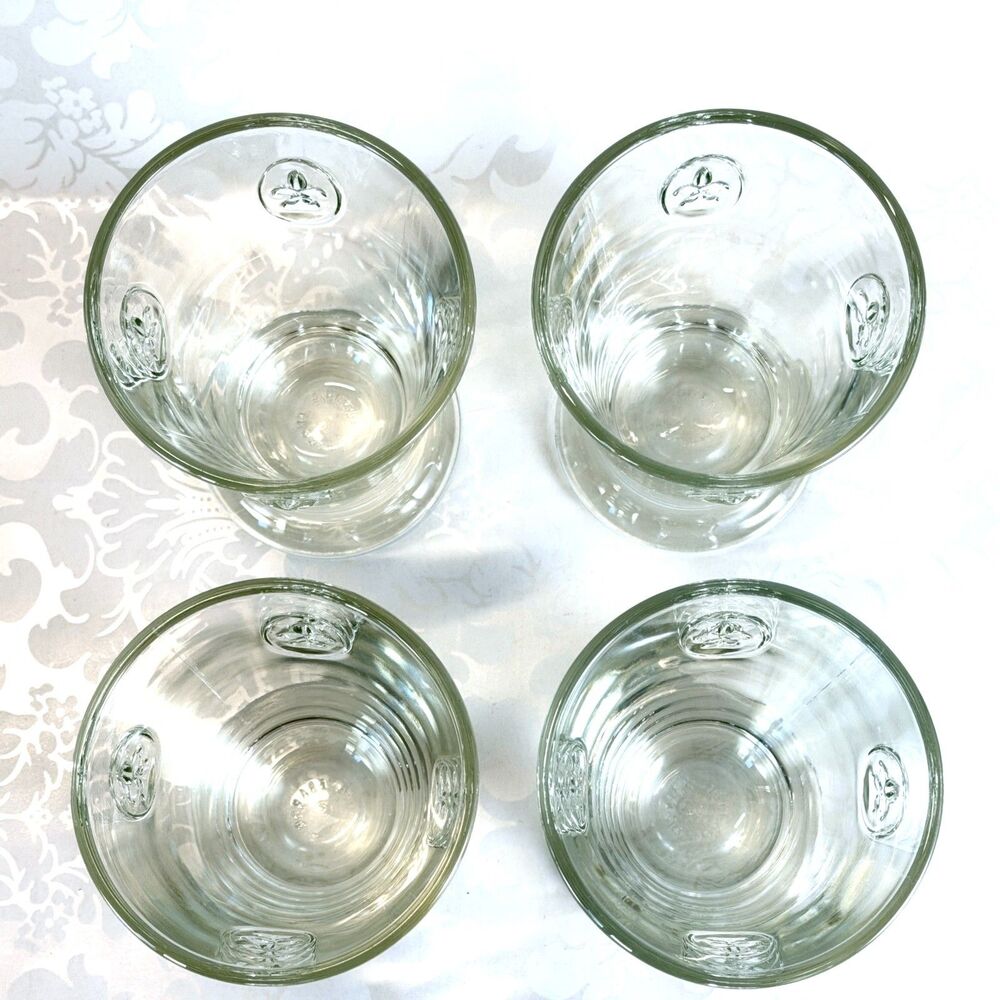 Set of 4 La Rochere Fleur de Lys Highball Glasses Footed Tumblers Made in France - Picture 3 of 6